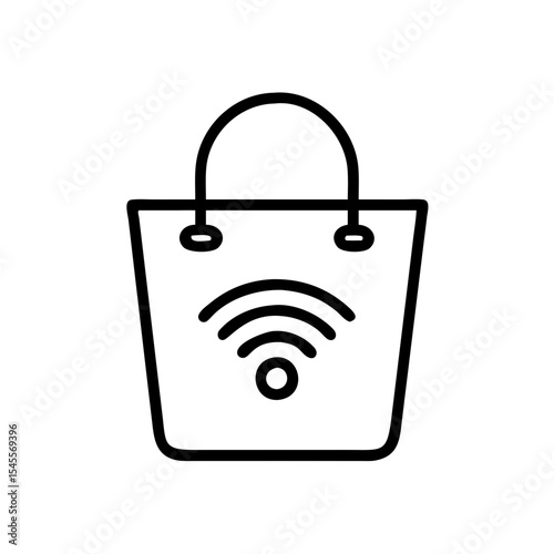 Stylized Wi-Fi symbol inside a shopping bag representing online shopping  