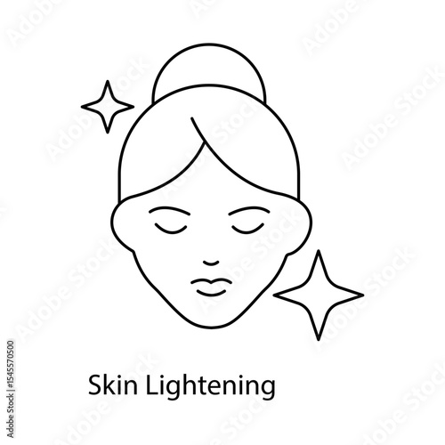 Skin Lightening Sparkles Representing Brighter, Clearer Complexion icon with editable stroke.