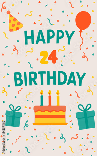 happy birthday card with birthday cake