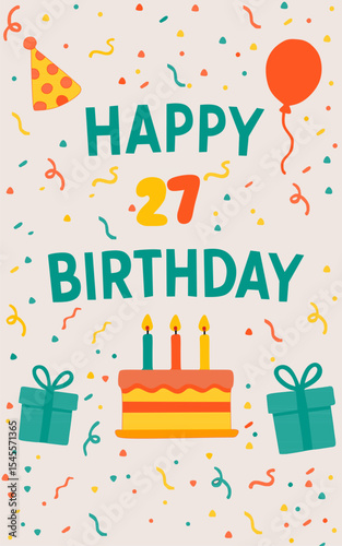 happy birthday card with birthday cake