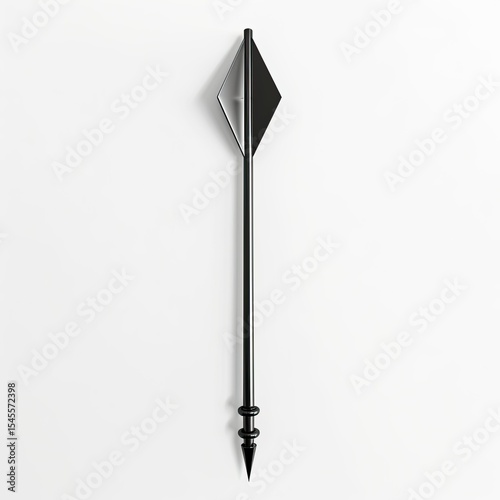 A sleek, modern arrow design with a black and silver color scheme, emphasizing precision. on white background