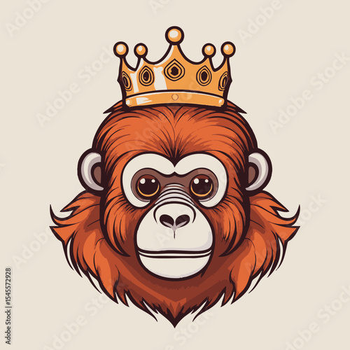 Simple Illustration Cute Orangutan with crown 96012
