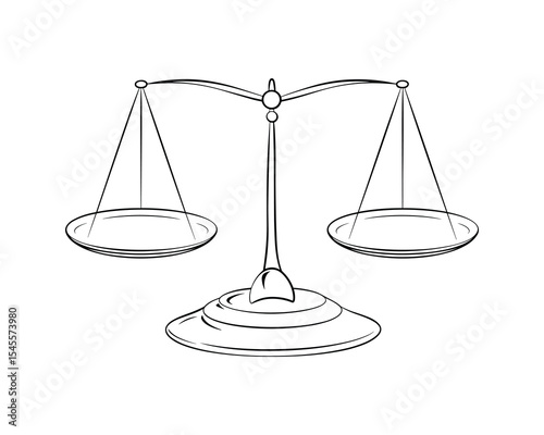 Scales of Justice Outline Illustration for Legal and Ethical Themes