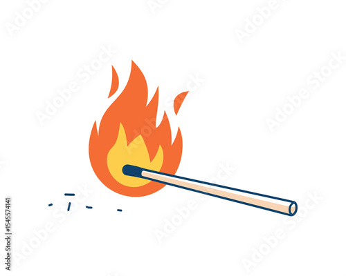 Burning Matchstick Illustration for Ignition and Fire Safety