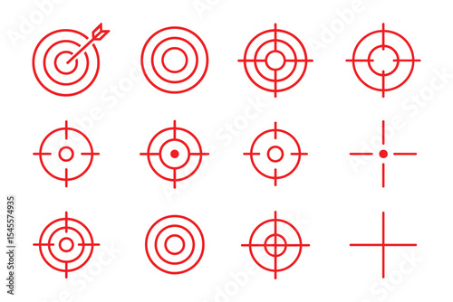 Target aim crosshair icon vector design element illustration. Includes various target designs. Isolated on white background.