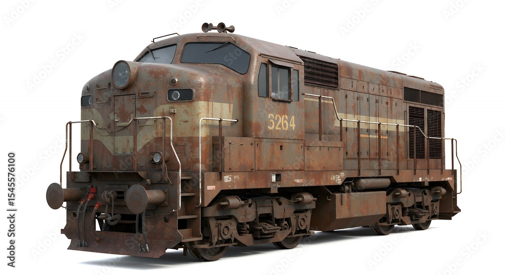 Obraz premium Rusty vintage train engine illustration