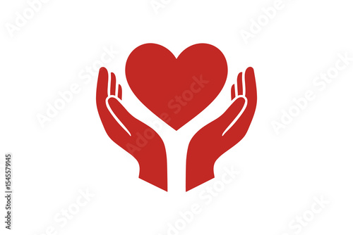Hands Holding Heart Symbol of Care and Support Vector Graphic