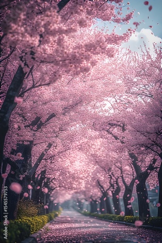 the beauty of cherry blossoms blooming in the middle of the city