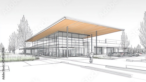 Architectural sketch of modern building