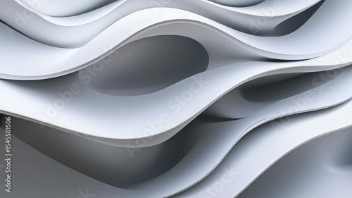 clean white minimal 3d paper wave layers with soft shadows