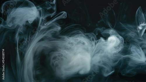 dramatic white smoke swirling over dark black background