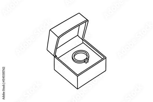 Ring Box Vector Illustration Jewelry Gift Proposal Engagement
