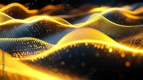 glowing orange particle wave landscape on black futuristic background
