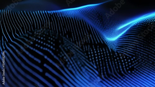 blue glowing dot wave surface with digital mesh futuristic texture