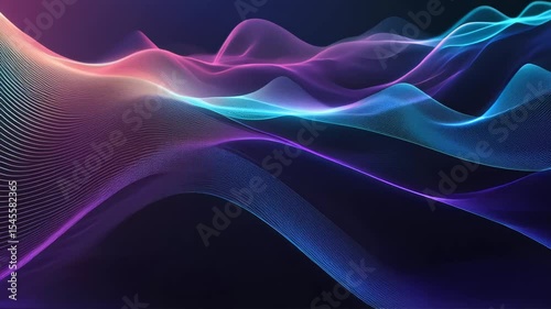 abstract purple blue flowing wave mesh on dark background