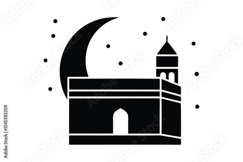 Minimalist line art drawing of the kaaba