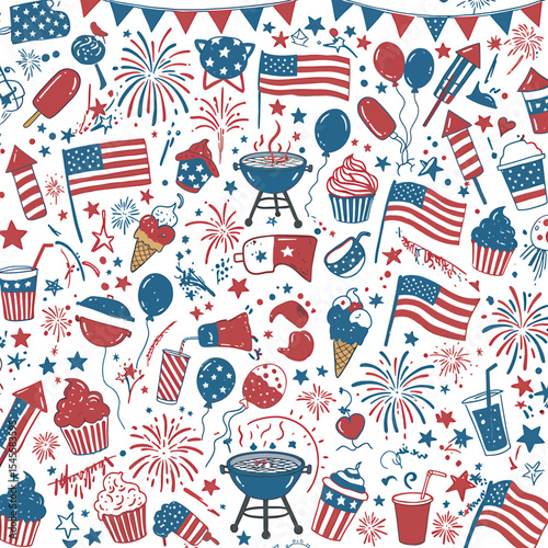 4th of July Independence Day Celebration Elements Vector White color background