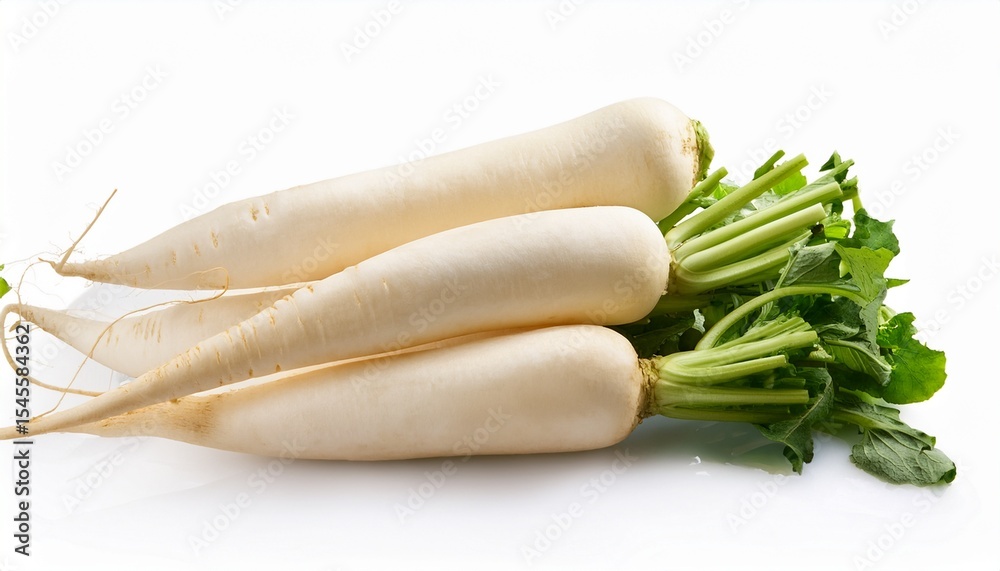 daikon radishes isolated on white background daikon radishes isolated on white background