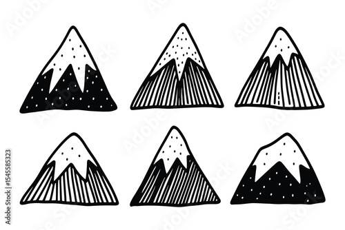 A set of mountain peak illustrations. Perfect for nature themes, outdoor adventures, or landscape designs. Simple and elegant.