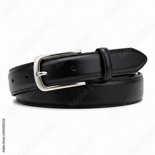 Men's black belt isolated on white background.