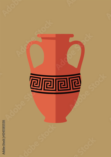 Minimalist Flat Design Ancient Greek Amphora Illustration