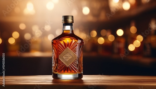 bottle of whiskey or rum or alcohol stands