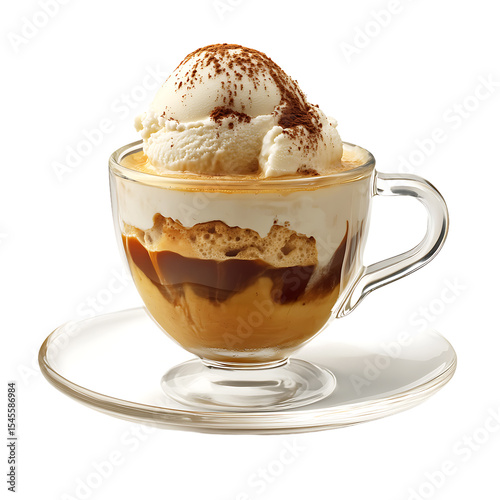 Affogato Dessert: Vanilla Ice Cream in Espresso with Chocolate Shavings