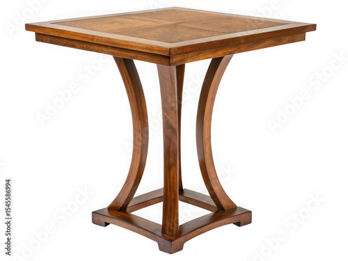 Square wooden side table with curved legs, dark brown finish, elegant design, isolated on black background, home decor, furniture, interior