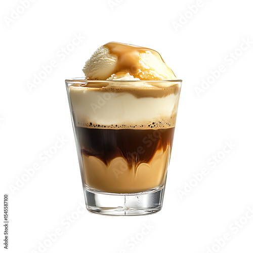 Affogato Dessert with Ice Cream and Espresso in a Glass