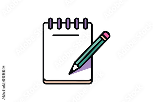 Notepad and Pencil Vector Illustration in Flat Design Style
