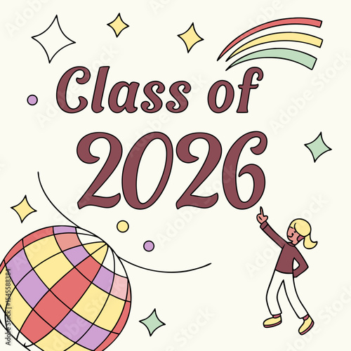 Class of 2026 graduation celebration design illustration