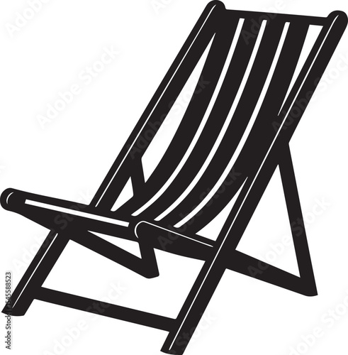 black beach chair logo design, beach chair silhouette vector icon, beach chair isolated