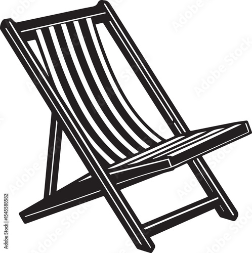 black beach chair logo design, beach chair silhouette vector icon, beach chair isolated