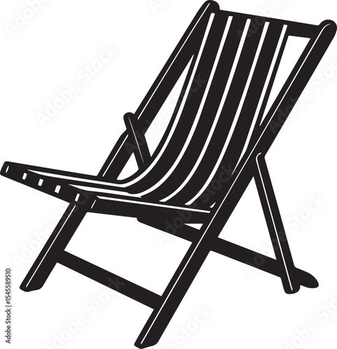 black beach chair logo design, beach chair silhouette vector icon, beach chair isolated