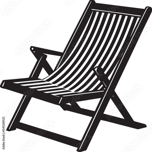 black beach chair logo design, beach chair silhouette vector icon, beach chair isolated