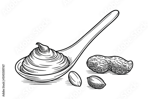 Peanut Butter Spoon Vector Illustration Food Ingredient Snack