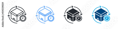 Product Life Cycle Icon Set Multiple Style. Design In Outline, Blue, Glyph, Dual Tone