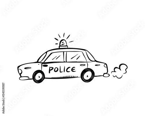 Cartoon Police Car Vector Illustration for Law Enforcement