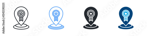 Brand Positioning Icon Set Multiple Style. Design In Outline, Blue, Glyph, Dual Tone