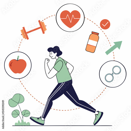 Healthy lifestyle jogging fitness wellness exercise routine