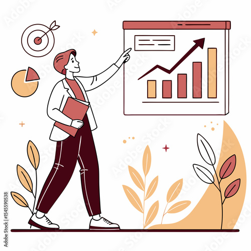 Businesswoman presenting upward trending graph data analysis