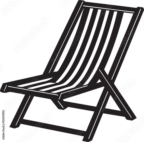 black beach chair logo design, beach chair silhouette vector icon, beach chair isolated
