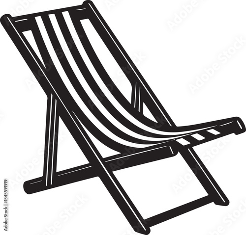 black beach chair logo design, beach chair silhouette vector icon, beach chair isolated