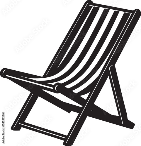 black beach chair logo design, beach chair silhouette vector icon, beach chair isolated