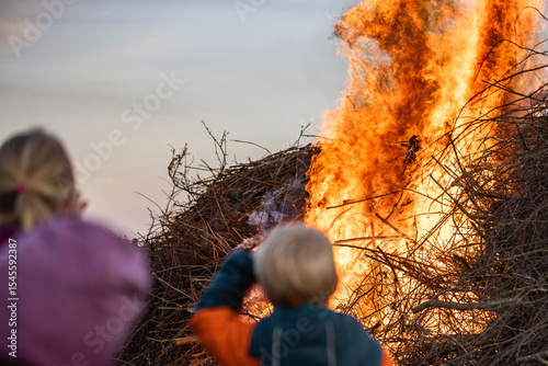 Photos Bonfire at Traditional Easter fire event with flames and community gathering