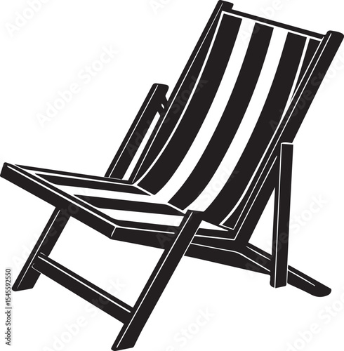 black beach chair logo design, beach chair silhouette vector icon, beach chair isolated