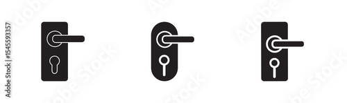 Door handle icon. Modern door lock vector illustration. Home and office security symbol. Entry access and safety mechanism sign. door handle glyph icon 