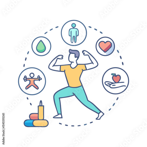 Healthy lifestyle concept illustration strong man fitness wellness