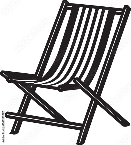 black beach chair logo design, beach chair silhouette vector icon, beach chair isolated
