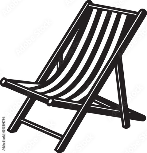 black beach chair logo design, beach chair silhouette vector icon, beach chair isolated
